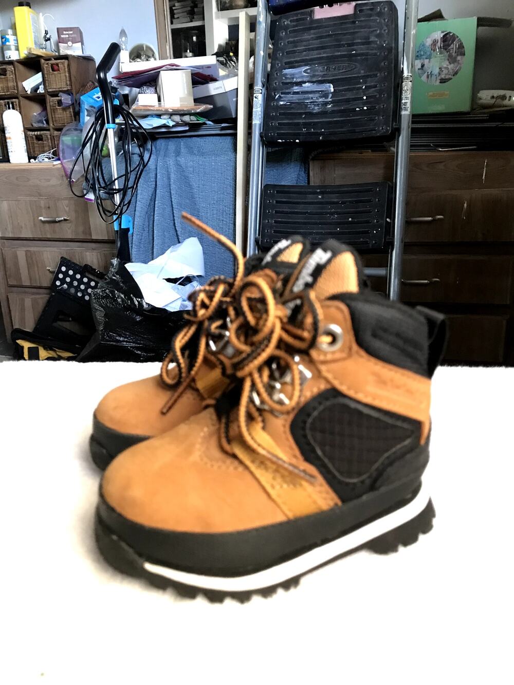 Timberland Toddler Boots Size 4 Tan Nubuck Leather Lace Up Hiking Work Boot